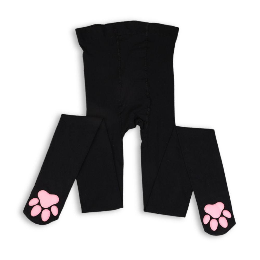 3D cat paw pantyhose black