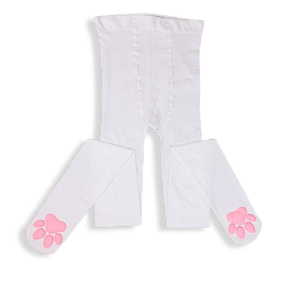 3D cat paw pantyhose white
