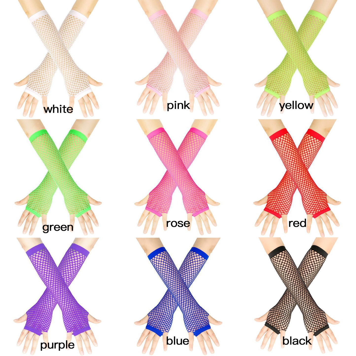 All Color Of Fishnet Fingerless Gloves - Femboy Fashion