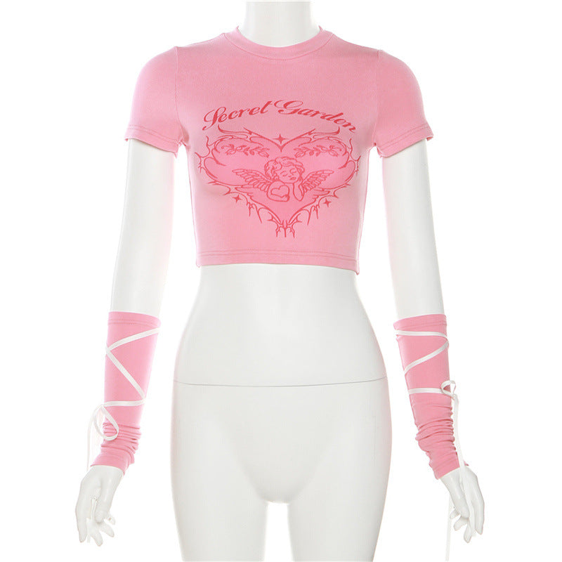 Pink Angel Crop Top Front