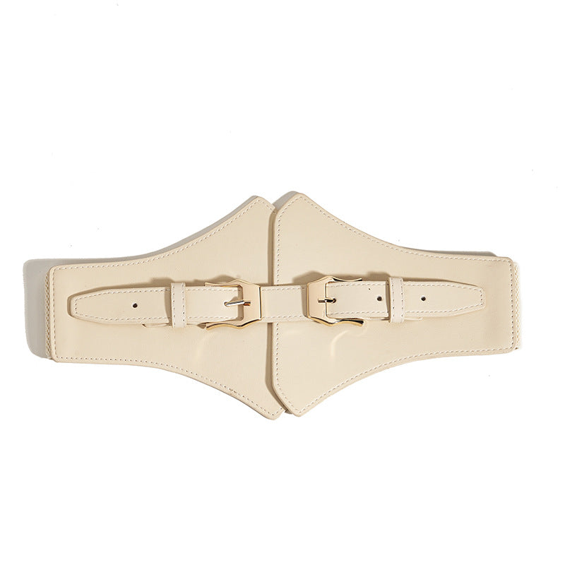 Beige Leather Corset Waist Belt - Femboy Fashion