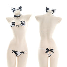 Black and white cow print micro bikini set front and back