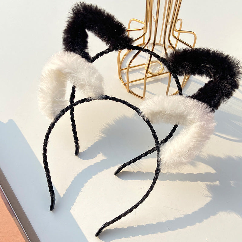 Black And White Cute Cat Ear Headband - Femboy Fashion