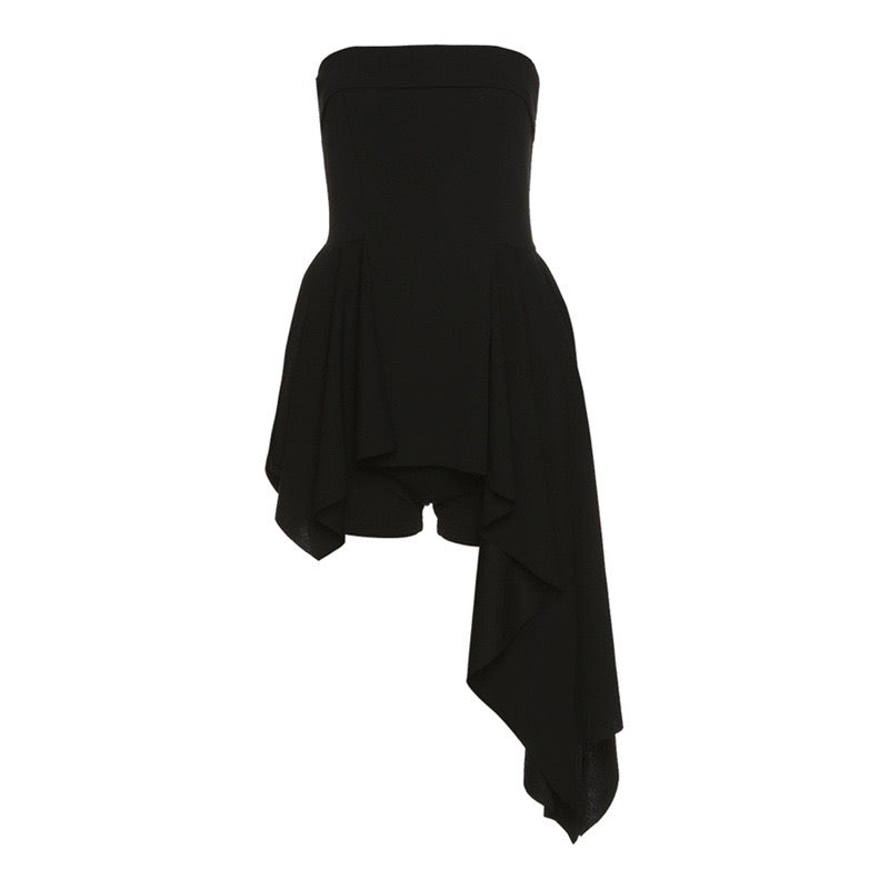 Black blackless mini dress with gloves detail