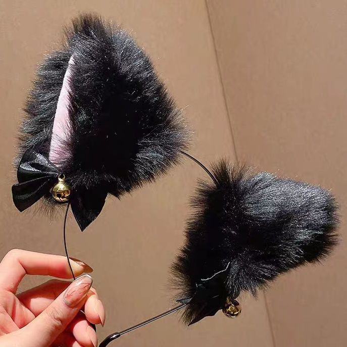 Black Cat Ears Headband With Bell - Femboy Fashion
