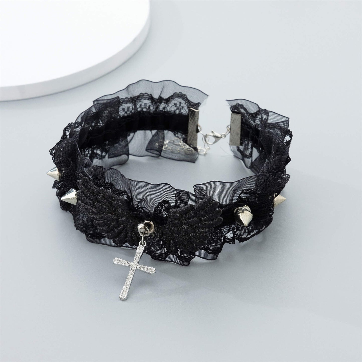 Black Choker Necklace With A Cross - Femboy Fashion