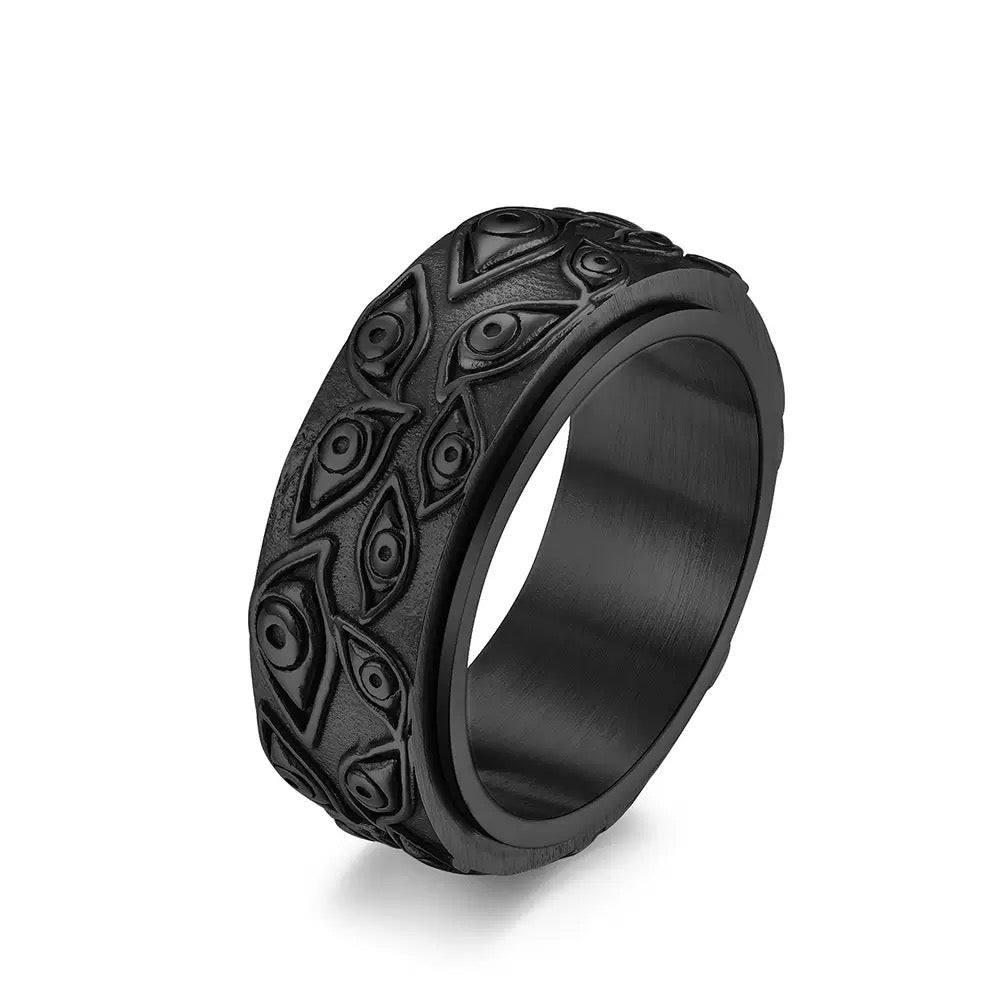 Black Eye Of God Stainless Steel Ring Band