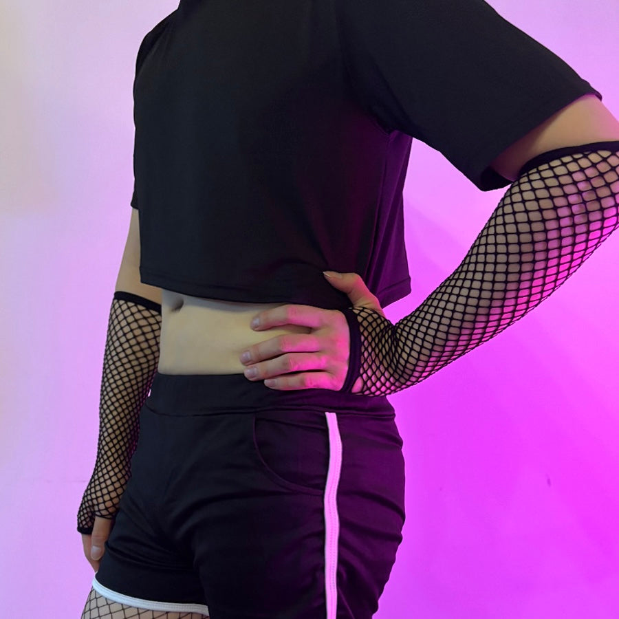 Black Fishnet Fingerless Gloves - Femboy Fashion