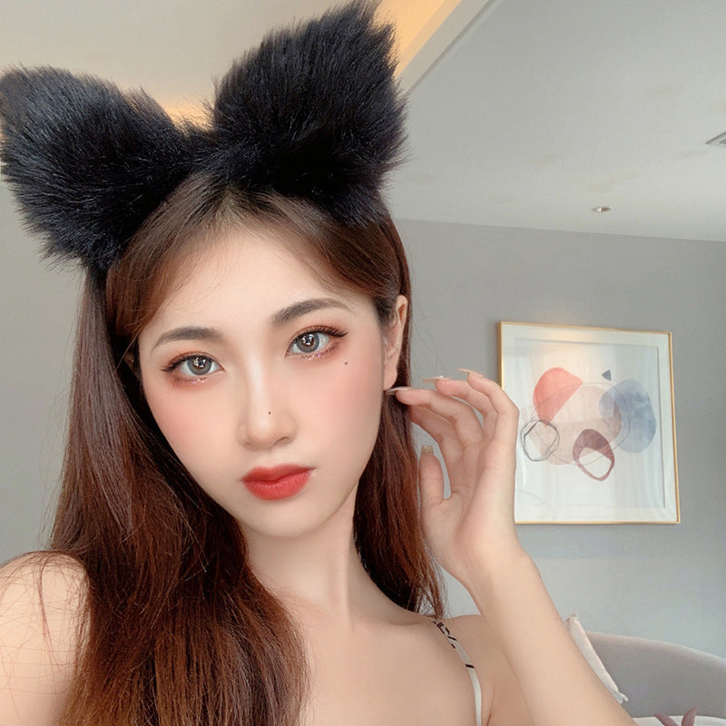 Black Fur Cat Ears Headband - Femboy Fashion