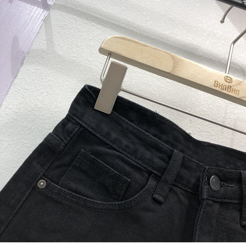 Black Jean Ripped Shorts - Femboy Fashion