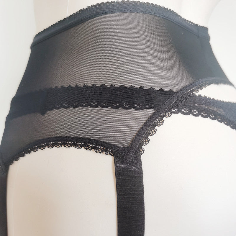 Black Lace 6 Strap Garter Belt - Femboy Fashion