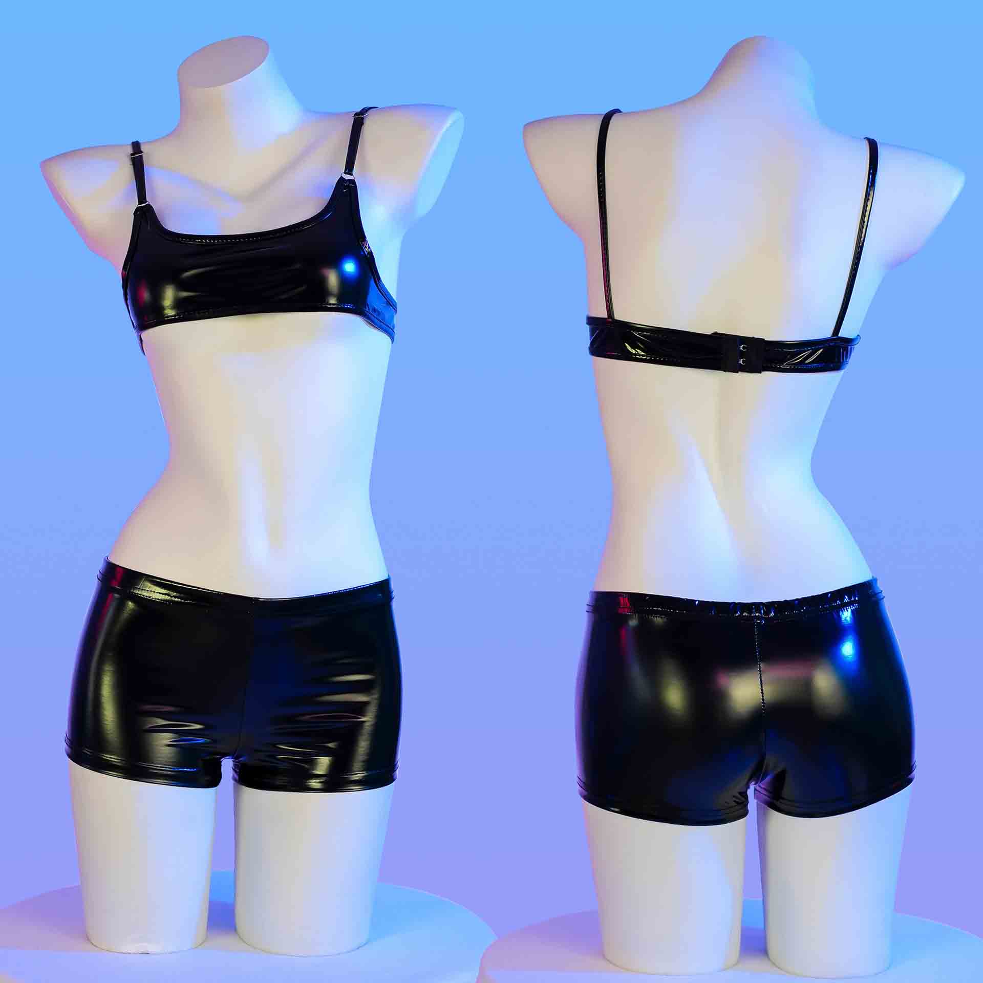 Black Latex Lingerie Short Set for Femboy - Femboy Fashion