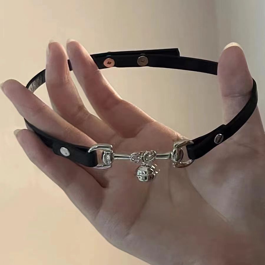 Black Leather Choker With Bell - Femboy Fashion