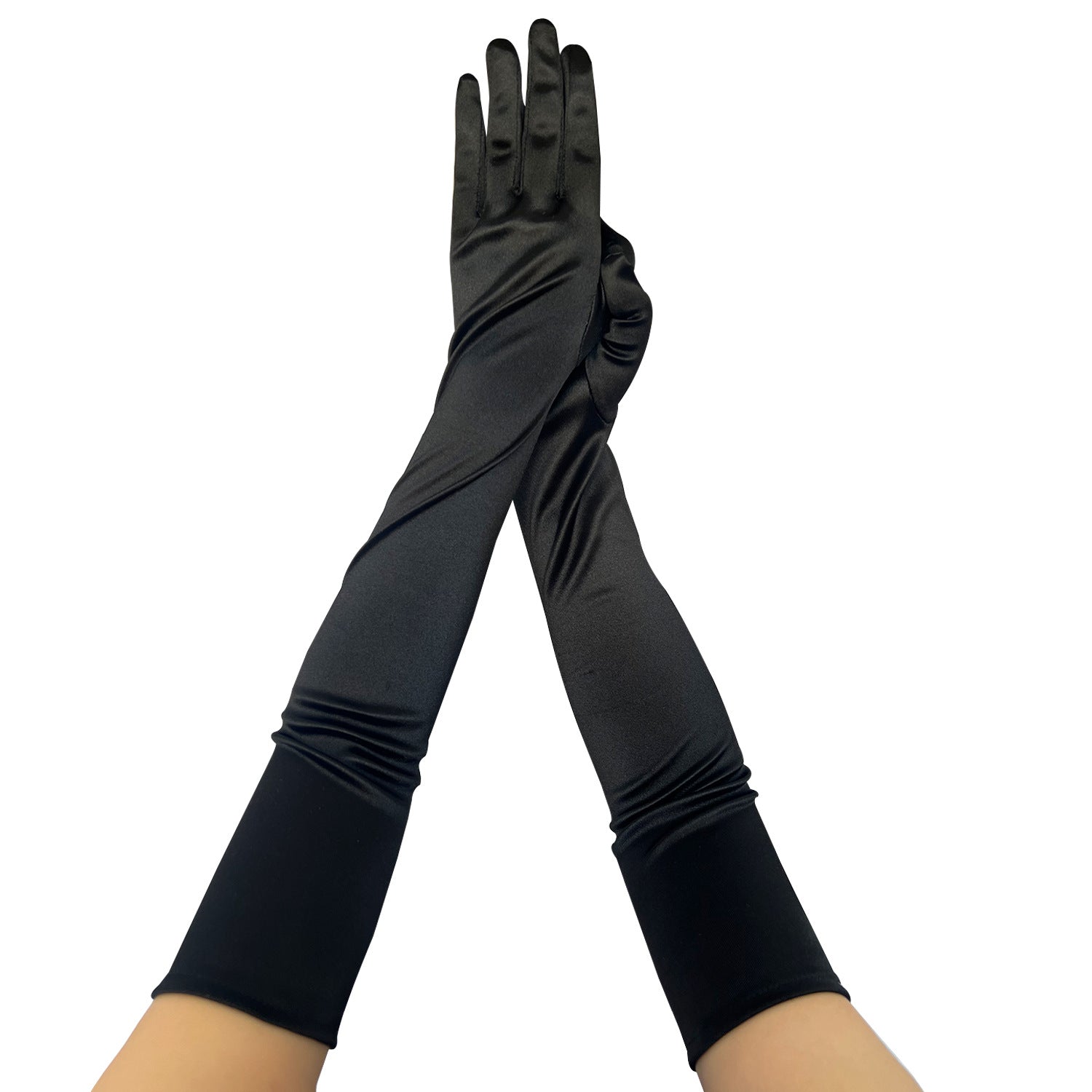 Black Long Satin Gloves