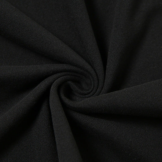 Black Long Sleeve Cut Out Shoulder Crop Top Detail - Femboy Fashion