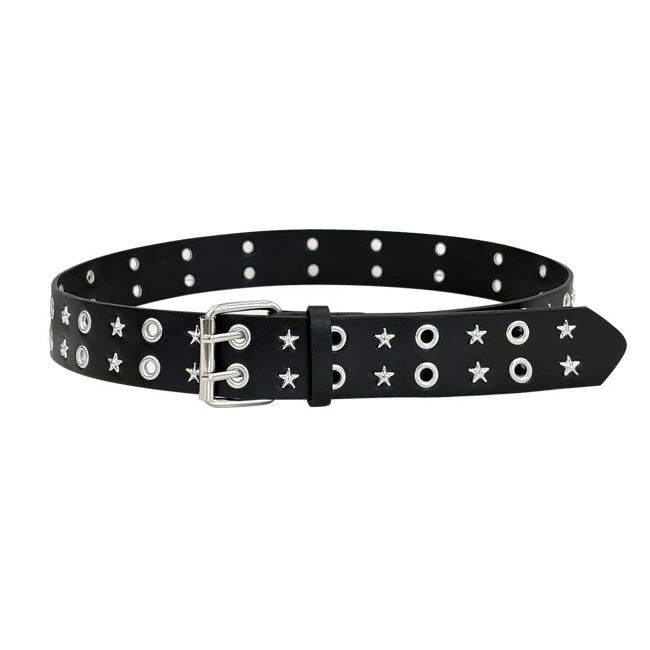 Black belt with star and round studs on a white background