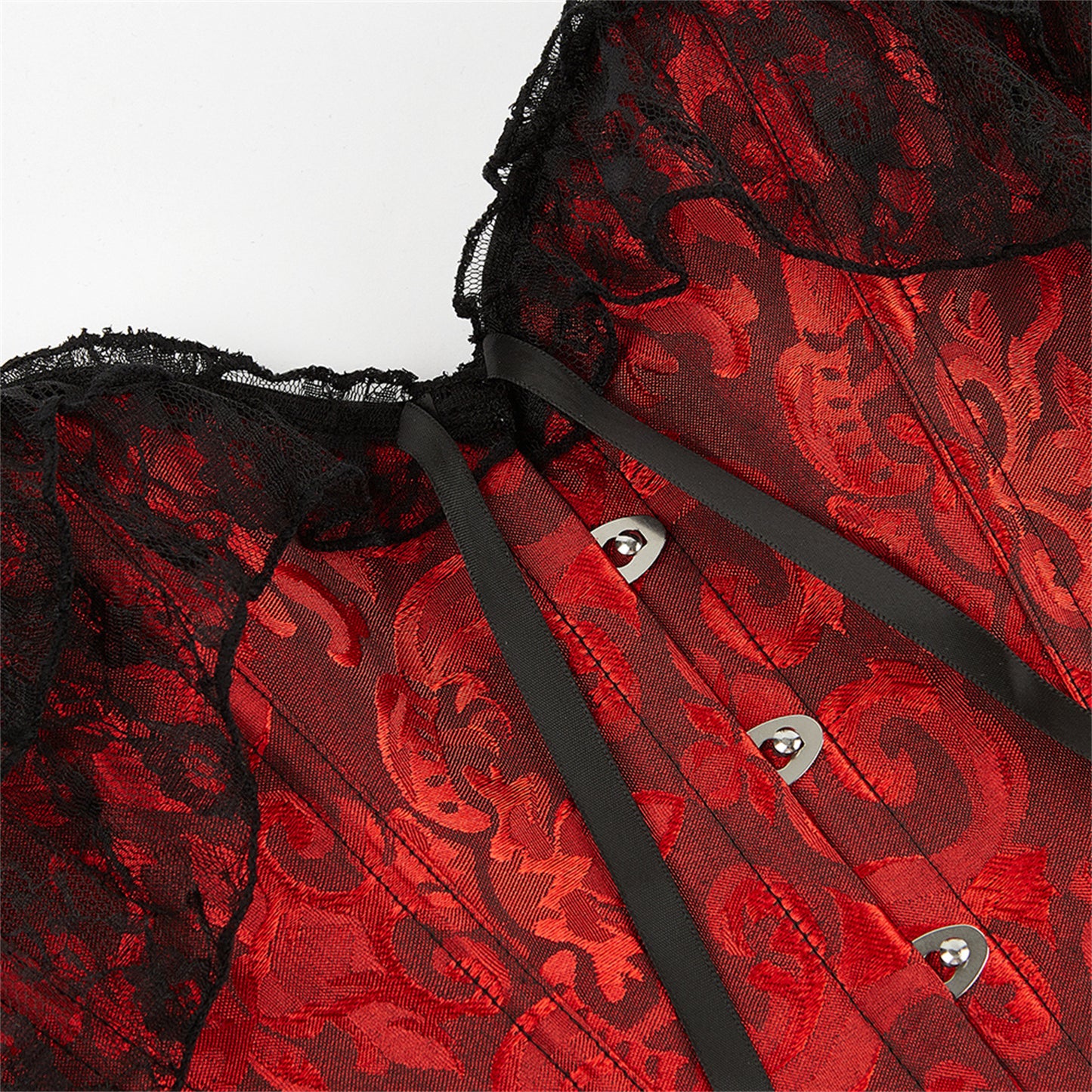 Red And Black Corset Top Detail - Femboy Fashion