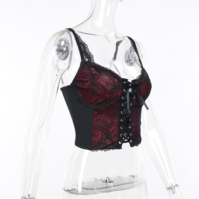 Black red sexy gothic camisole top side