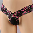 Black Sexy Floral Lace Pouch Thong Panty