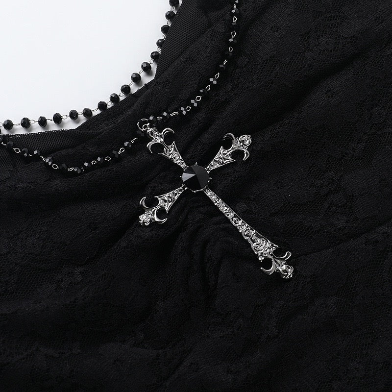 Black sexy gothic camisole top details