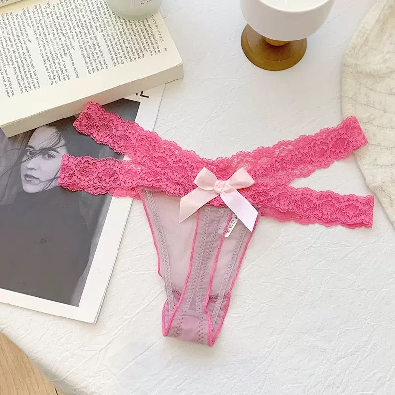 Sexy Low Rise Lace Thong Black - Femboy Fashion