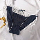 Black sexy maid tie side thong panty on a white background