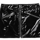 Black glossy skirt with zippers on a black background