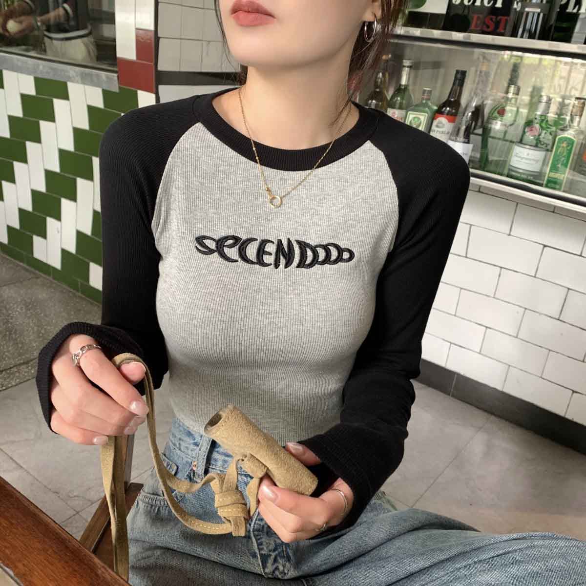 Femboy In Black Slim Fit Round Neck T Shirt Long Sleeve - Femboy Fashion