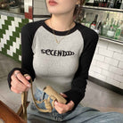 Femboy In Black Slim Fit Round Neck T Shirt Long Sleeve - Femboy Fashion