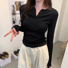 Black Slim Fit T-shirt Long Sleeve - Femboy Fashion