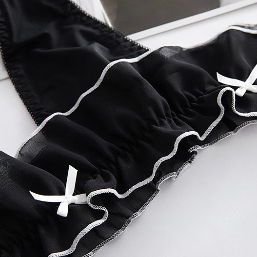 Black sweet maid thong panty details