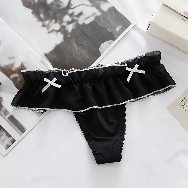 Black sweet maid thong panty