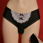 Black bow maid pouch panty on a red background