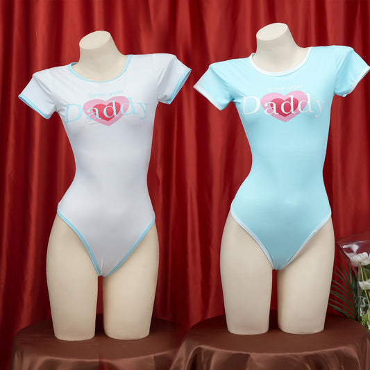 Blue And White Daddy Bodysuit Lingerie Front - Femboy Fashion