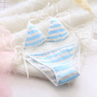 Blue and white stripe string panty and bra