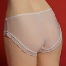 White bow maid pouch panty back on a red background