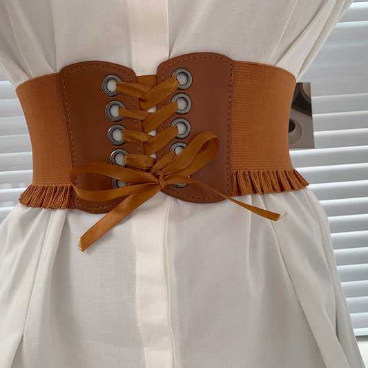 Brown Corset Belt Lace Up - Femboy Fashion