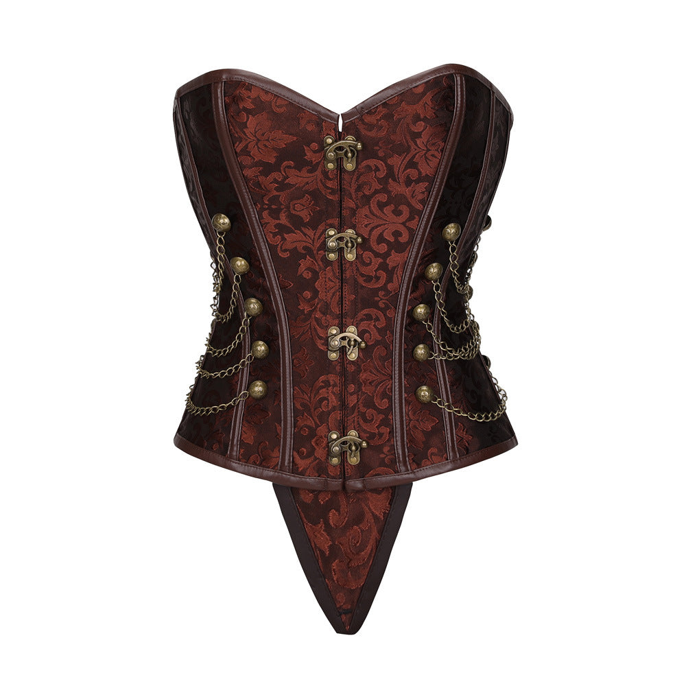 Punk Corset With Thong Brown Front - Femboy Fashion