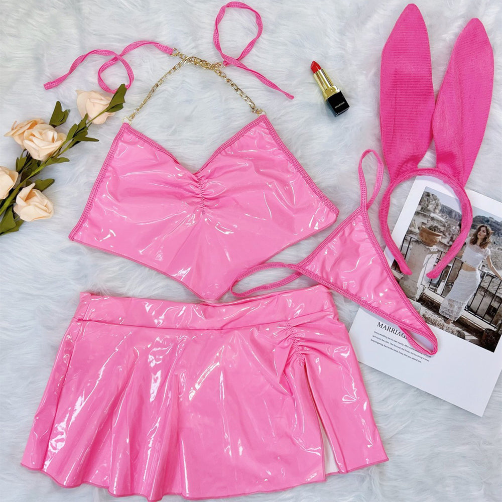 Pink Bunny Lingerie Set  - Femboy Fashion
