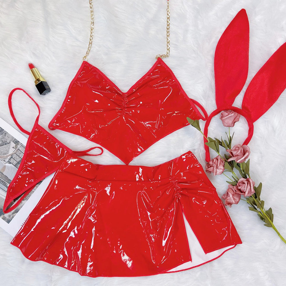Red Bunny Lingerie Set  - Femboy Fashion