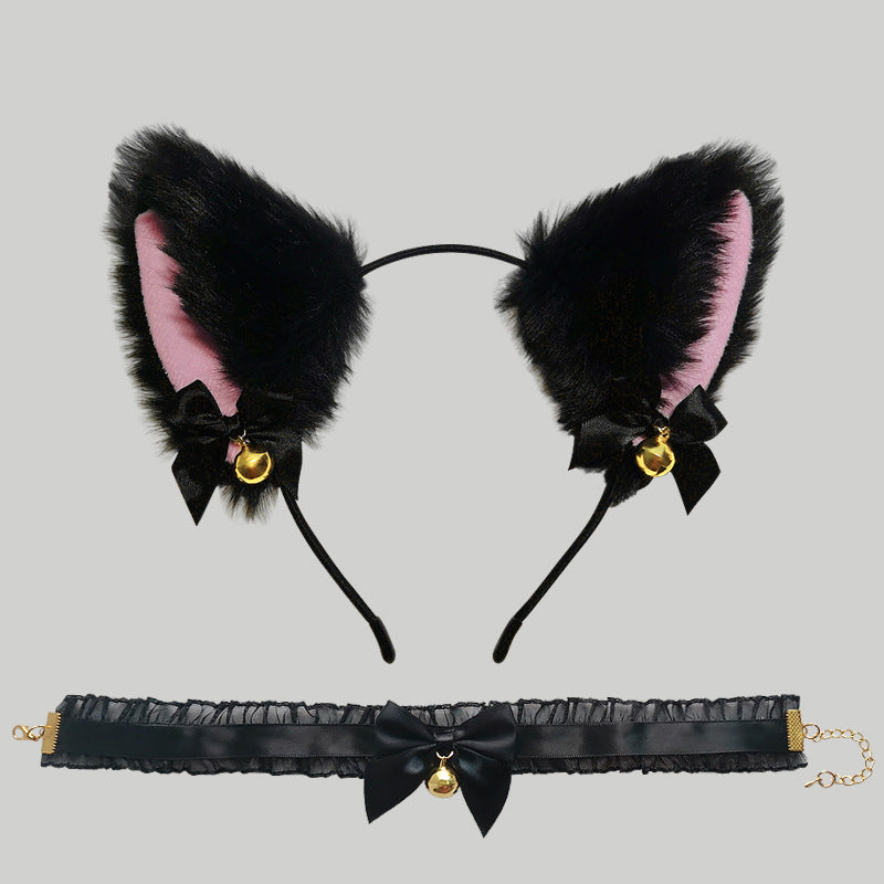 Cat Ear Headbands With Choker Black Set - Femboy Fashion