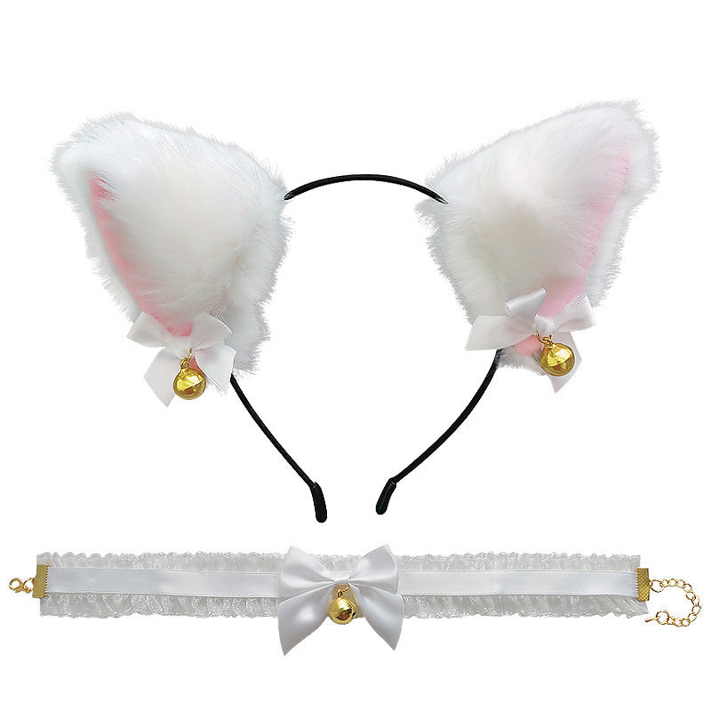 Cat Ear Headbands With Choker White Set - Femboy Fashion