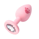 Cat paw jeweled silicone butt plug pink