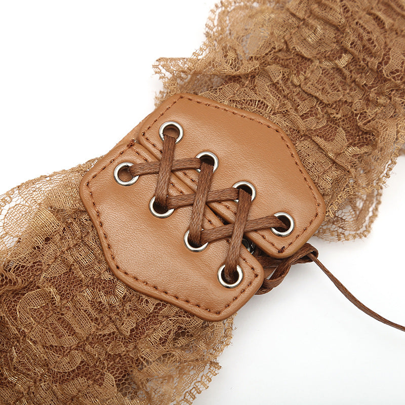 Brown Corset Lace Belt Detail  - Femboy Fashion