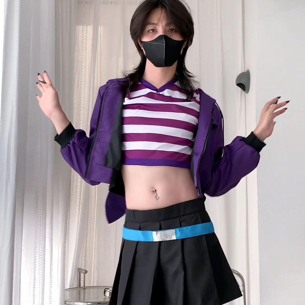 Femboy wear a cosplay astolfo purple outfits