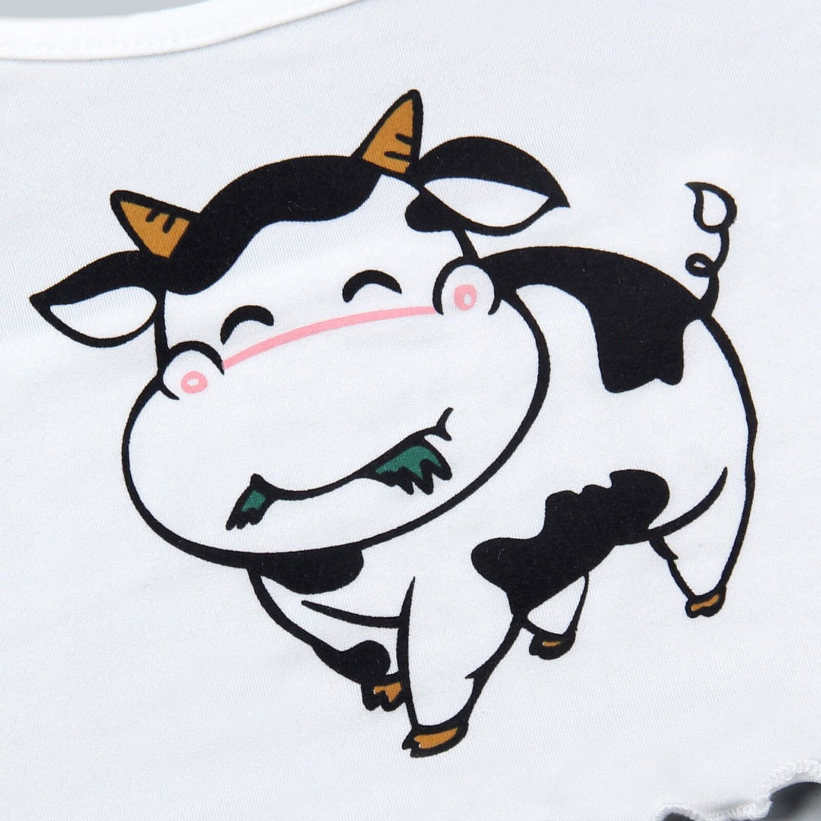 Cow print pajama shorts detail