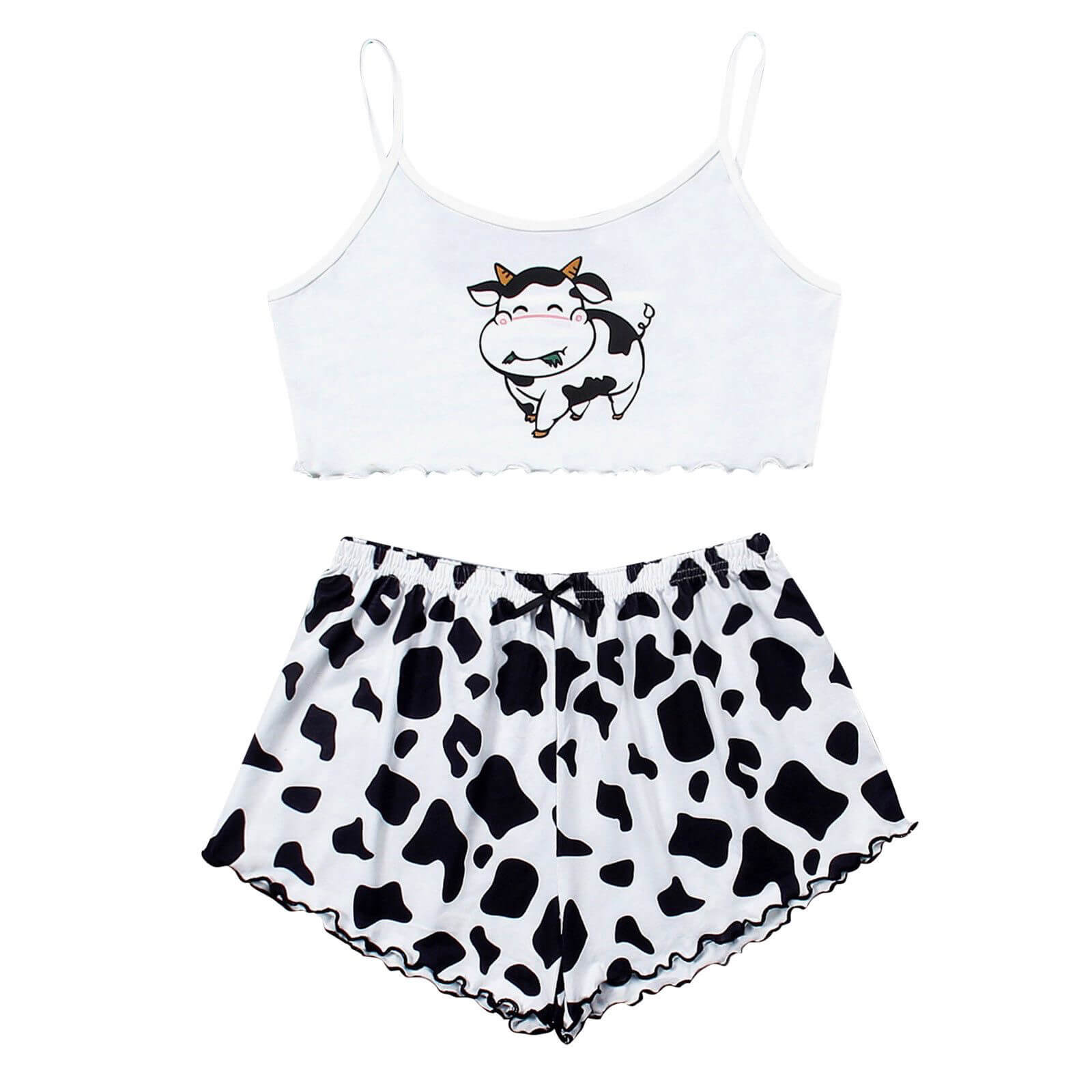 Cow print pajama shorts for femboy