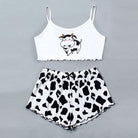 Cow print pajama shorts front