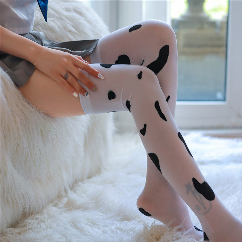 Cow Print Stockings - Femboy Fashion