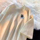 Beige Cute Cat Printed T-Shirt - Femboy Fashion